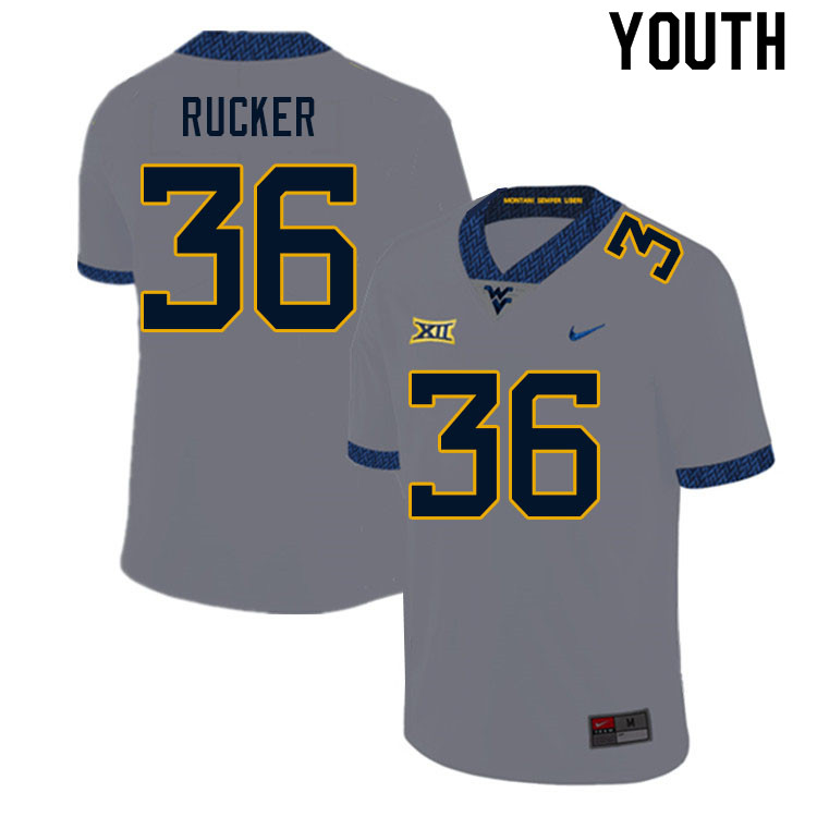 Youth #36 Markquan Rucker West Virginia Mountaineers College Football Jerseys Sale-Gray